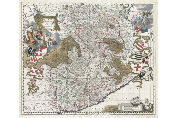 Blaeu : Pedemontium , mědiryt, 1682