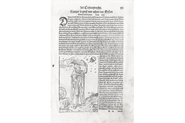 Astronom Ptolemaos,  Münster, dřevořez, (16 stol.)