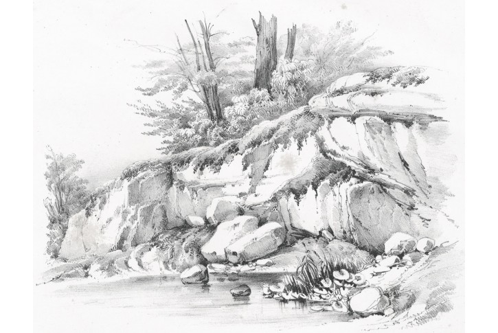 Krajina s tůní, Hermes, litografie, 1862