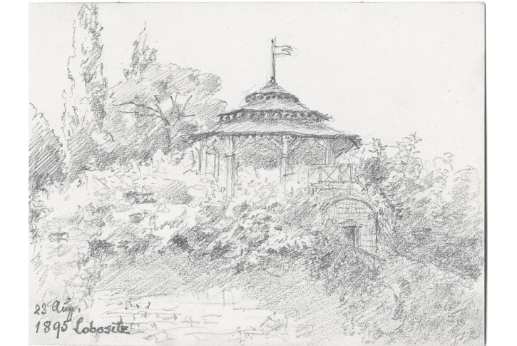 Lovosice altán, Weinhold, kresba, 1895
