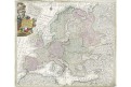 Seutter G.M.: Europa, kolor. mědiryt, 1750