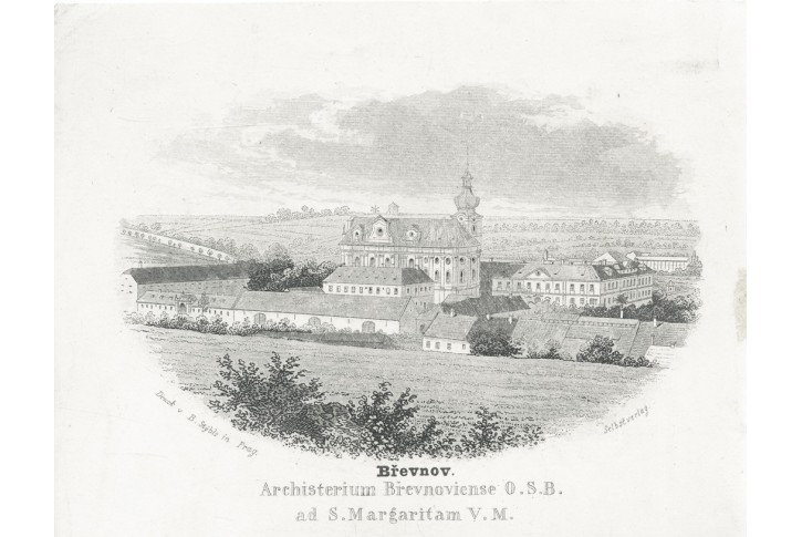 Břevnov klášter, Stýblo, oceloryt (1840)
