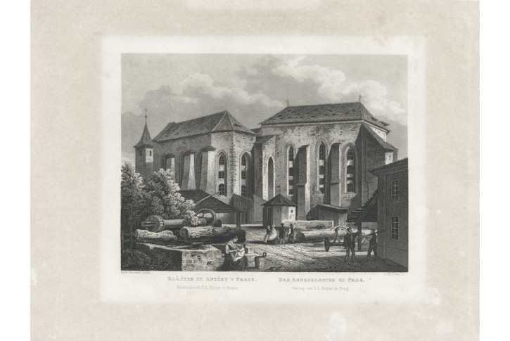 Praha Anežský klášter, Mikovec, oceloryt 1860