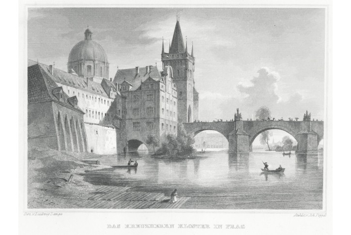 Praha Křížovnici, Lange, oceloryt, 1841