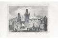 Praha Malostranská mostecká, Lange, oceloryt, 1841