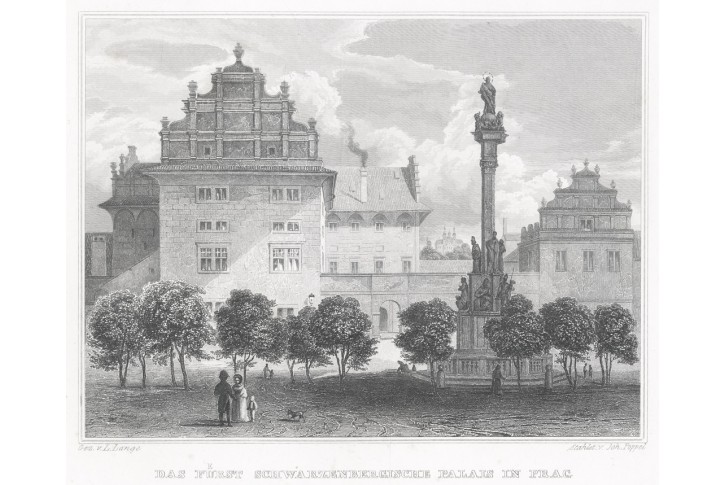 Praha Švarcenberský , Lange, oceloryt, 1841