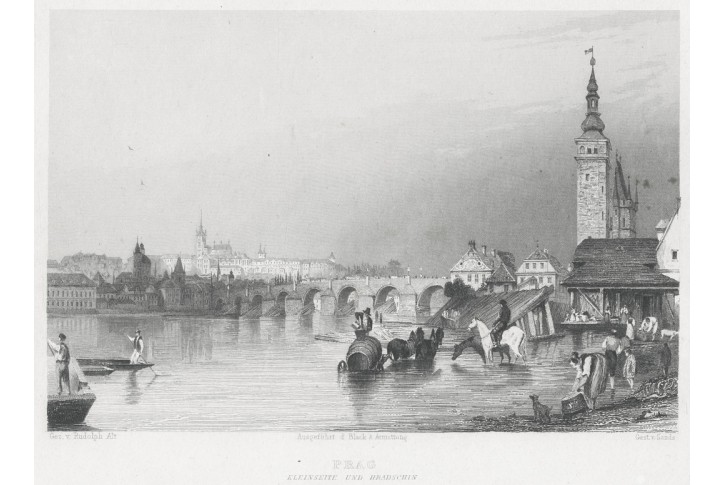 Praha M S Hradčany, Weidmann, oceloryt, 1840