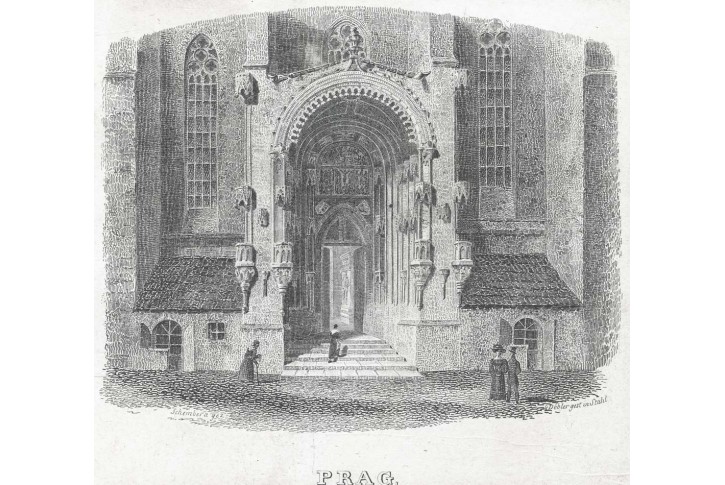 Praha sv. Vít portál, Schottky, mědiryt, 1831