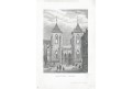 Praha Panna Maria pod řetězem, oceloryt, 1846