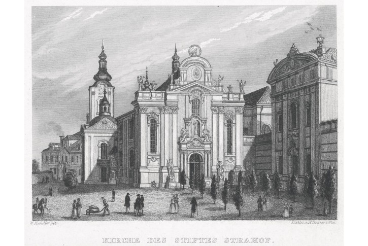 Praha Strahov., Haase, oceloryt 1836