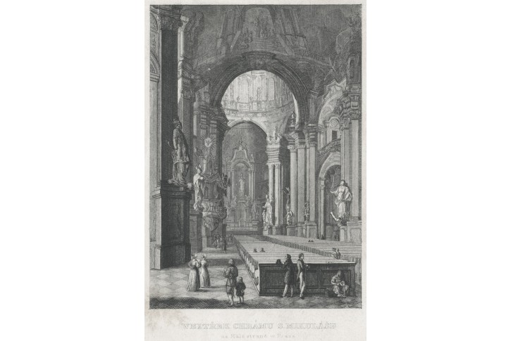 Praha Mikuláš, Haase,  interier, oceloryt 1836