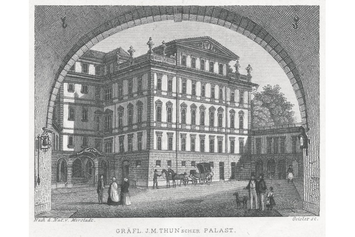 Praha Thunovský pal., Morstadt, oceloryt 1846
