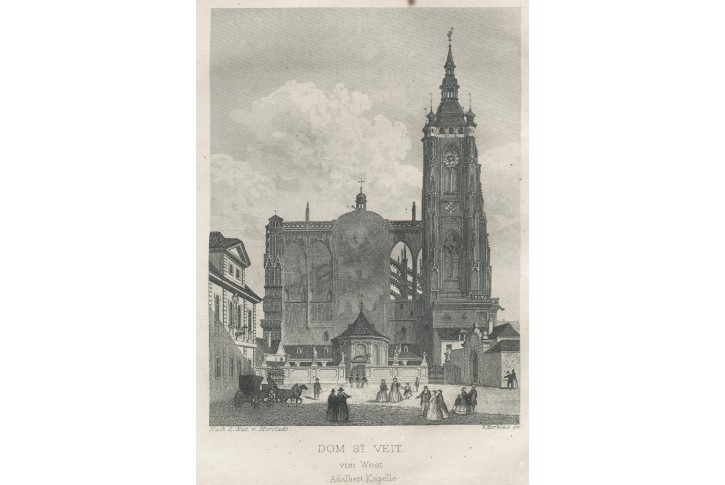 Praha Sv. Vít, Morstadt, oceloryt 1846