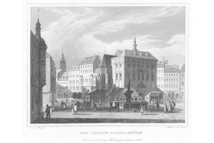 Brno náměsti, Lange, oceloryt, 1842