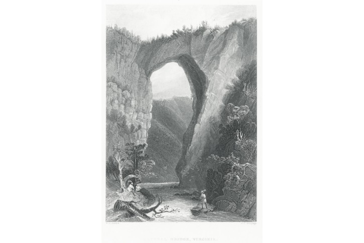 Virginie přírodní most,  oceloryt, (1840)