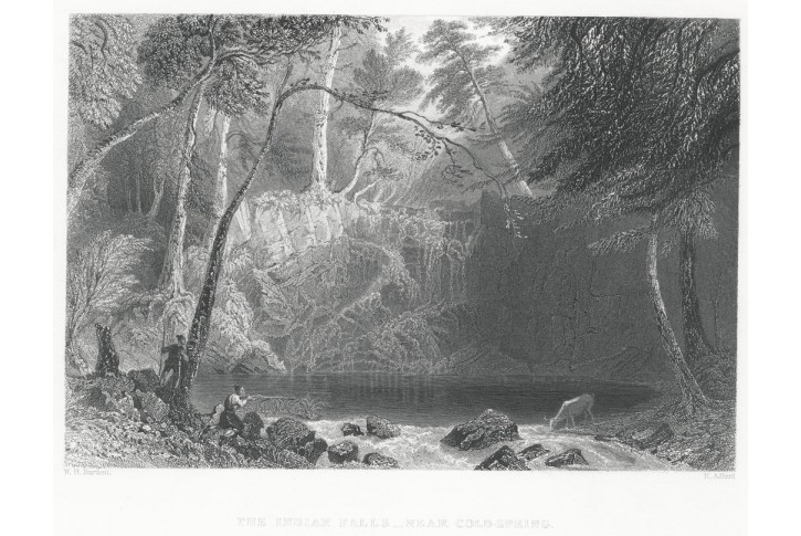 Vodopád indiáni,  oceloryt, 1838