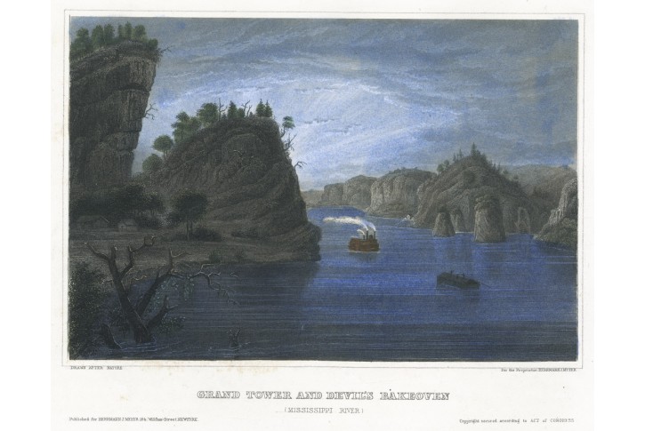 Mississipi Gr. Tower , Meyer, kol. oceloryt, 1850