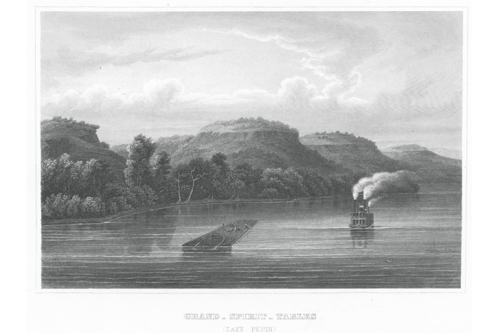 Missisippi Lake Pepin II, Meyer, oceloryt, 1850