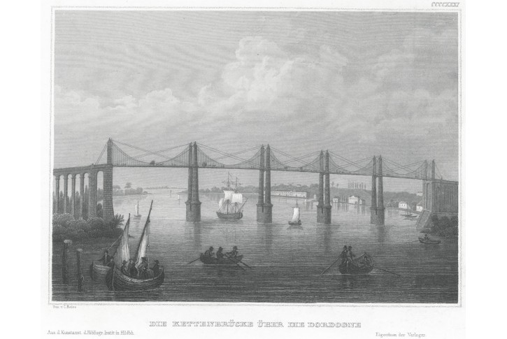 Dordogne most, oceloryt, 1850