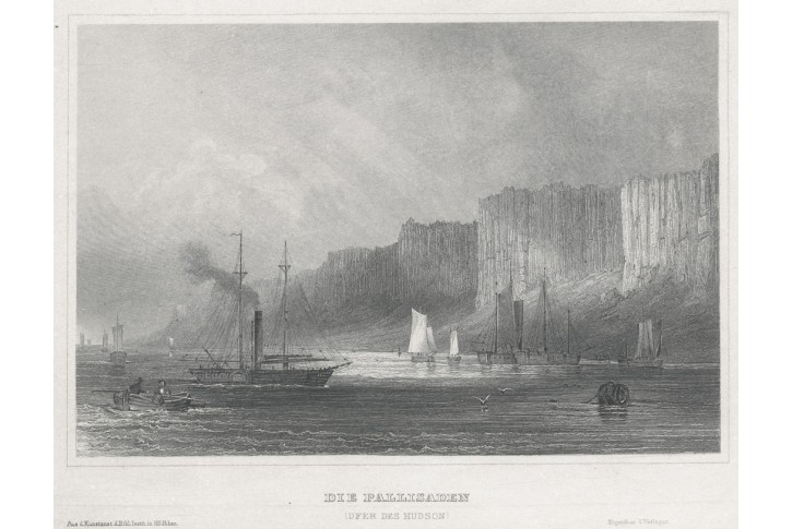 Hudson Palisaden , Meyer, oceloryt, 1850