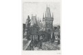 Praha Mostecká věž,  G. Maran, lept , (1940)