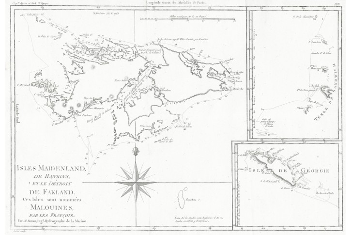 Bonne M.: Falkland, mědiryt, 1774