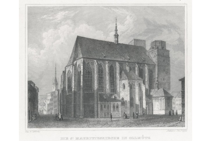 Olomouc – Sv. Mořic, Lange, oceloryt, 1848