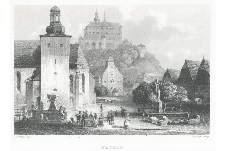 Náchod, Herloss, oceloryt, 1841
