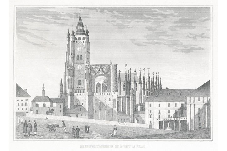 Praha, Chrám sv. Víta, Schimmer, oceloryt, (1850)