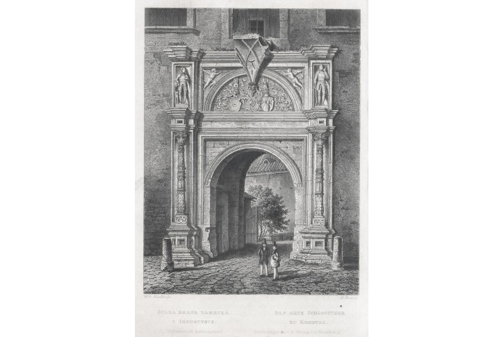 Chomutov Stará brána, Mikovec, oceloryt 1860