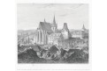 Slaný Pražská Brána , Mikovec,kolor. oceloryt 1860