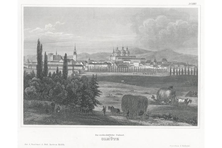 Olomouc Arcibiskupský palác, Meyer, oceloryt, 1850