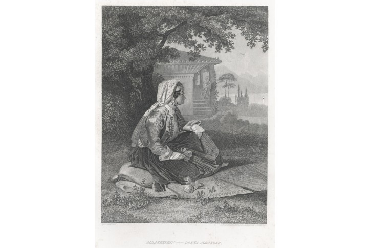Albánská žena, Lloyd,, oceloryt, (1860)