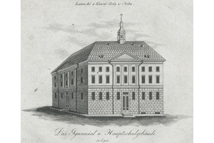 Cheb školní budova, Rainold, mědiryt, 1830