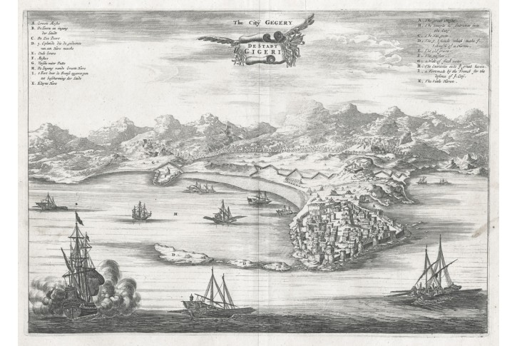 Jijel Alžírsko, Olfert, mědiryt, 1686