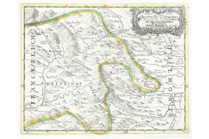 Piemont, Bodenehr, mědiryt, 1710