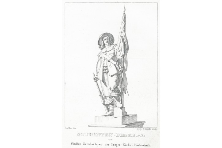 Praha Klementinum student, oceloryt, (1850)