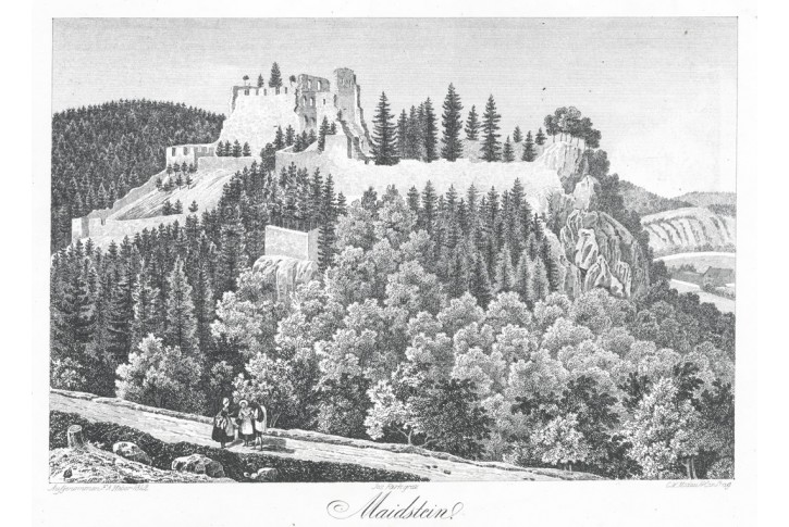 Dívčí Kámen, Heber, litografie, 1845