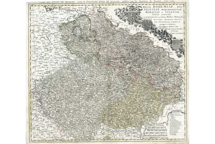 Homann Erben : Regni Bohemiae, kol. mědiryt, 1747