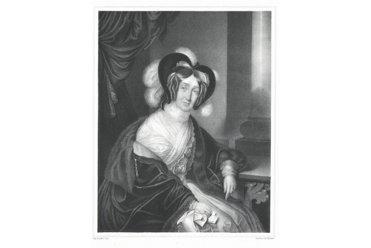 Dáma portrét, Höfelich, litografie, 1841