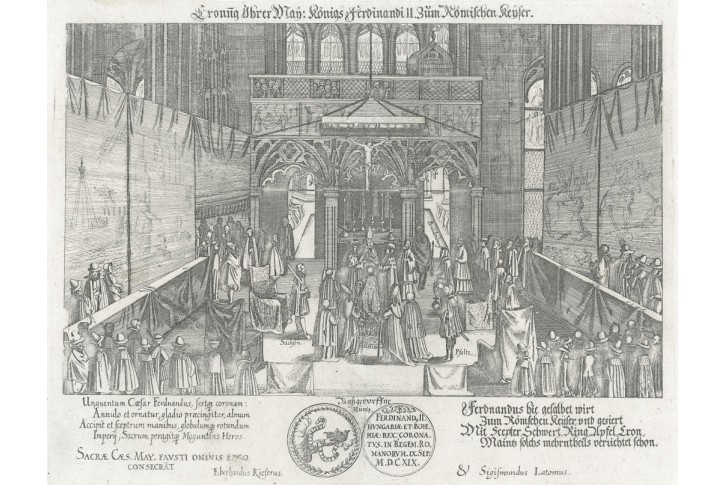 Ferdinand II. korunovace Frankfurt, mědiryt, 1619