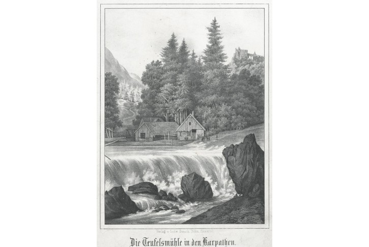 Karpaty mlýn, litografie, (1840)
