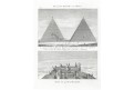 Pyramidy v Gíze, André, mědiryt, 1820