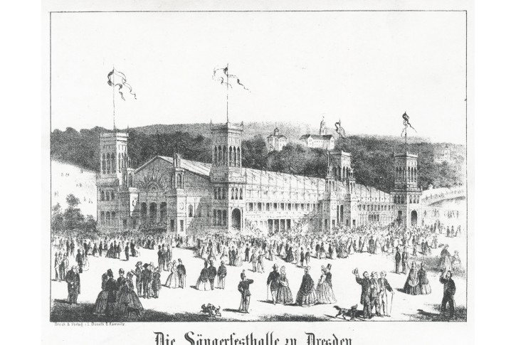 Dresden Sängershalle, litografie, (1840)