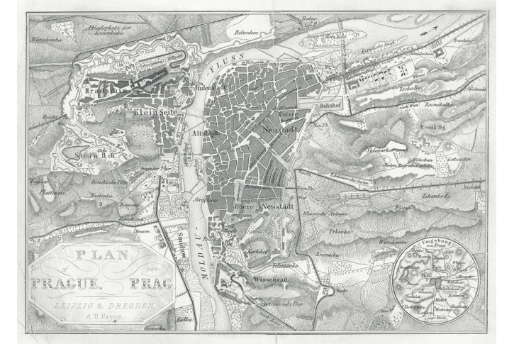 Praha plán, Payne, oceloryt 1860