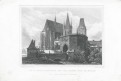 Slaný Pražská brána, Lange, oceloryt, 1842