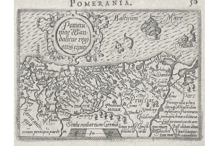 Pomerania, Ortelius miniatur, mědiryt, 1598