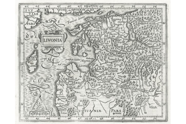 Livonia, Mercator - Hondius, mědiryt, 1609