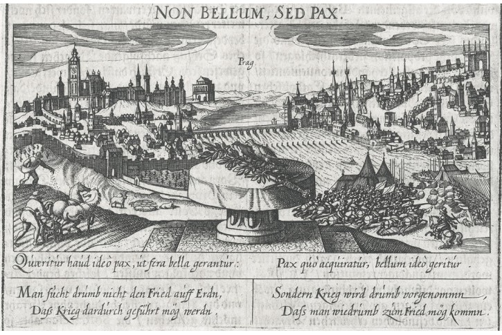 Praha, Hulsius,  mědiryt, 1632 Praha, Hulsius,  mědiryt, 1632