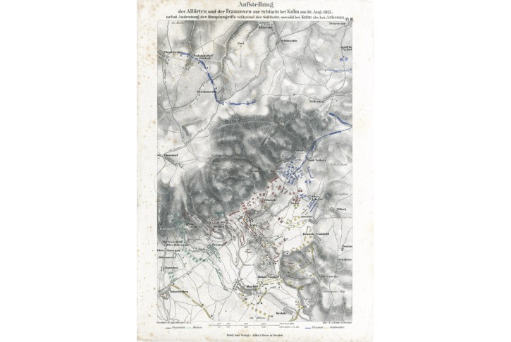 Bitva u Chlumce Napoleon, litografie, 1845
